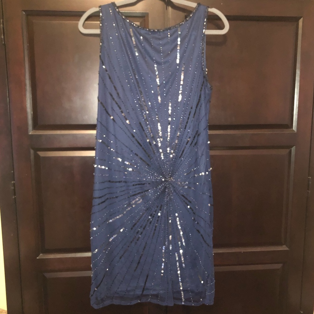 Jazzy, beaded navy cocktail dress